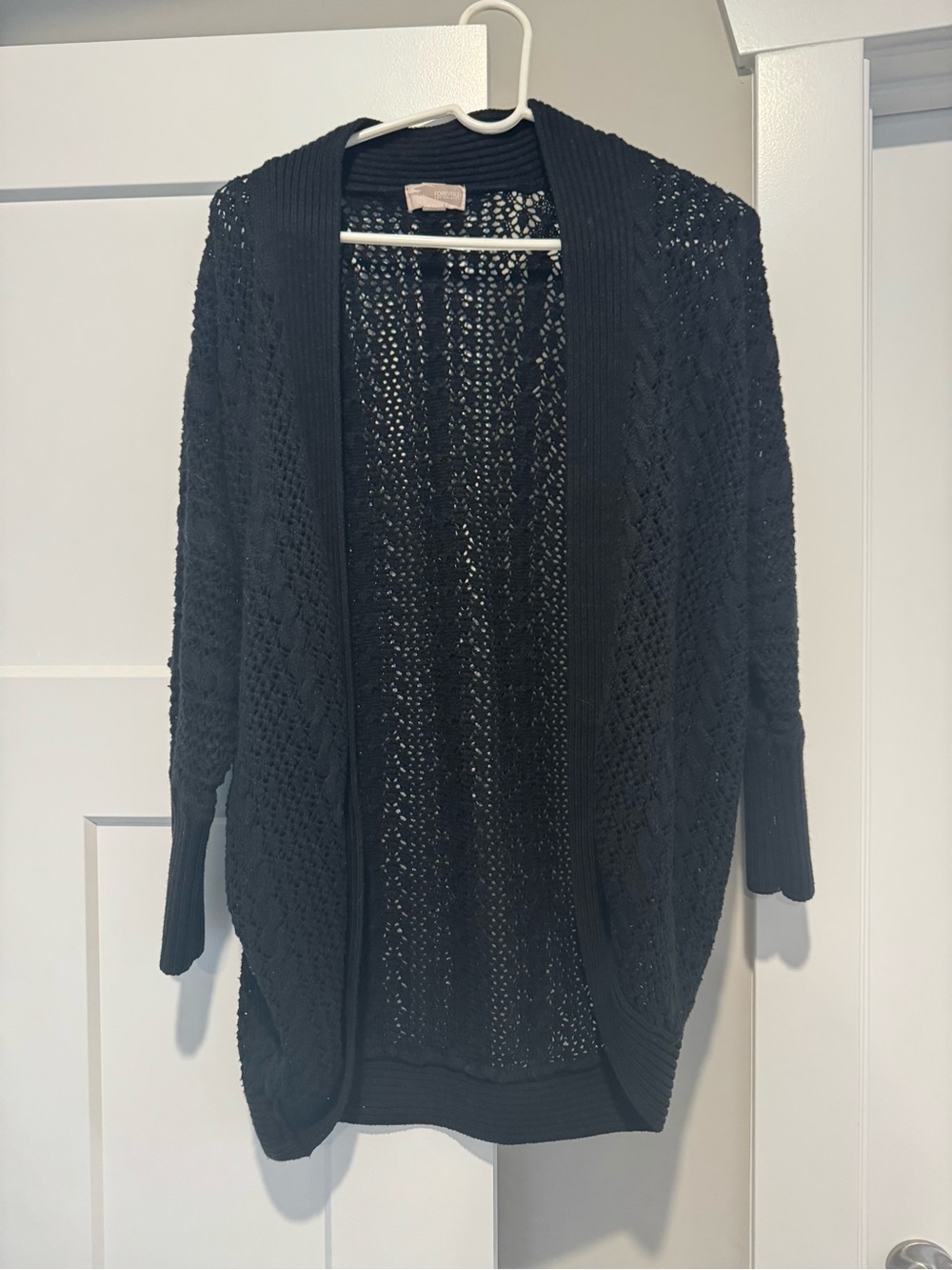 Forever 21 Black Open-Knit Womens Cardigan